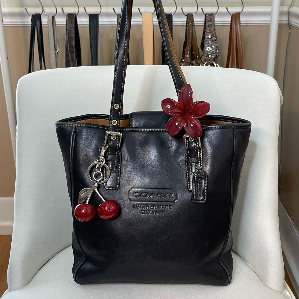COACH Y2K Vintage 1992 Hamptons Black Leather Tote Bag